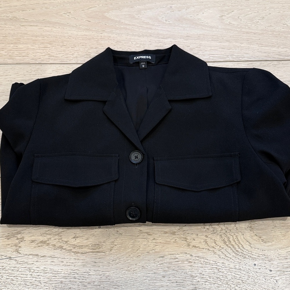 Express Button Down Front Pocket Jacket In Black … - image 6